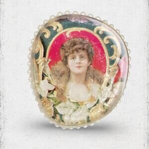 6. Handmade Glass Ladyface Brooch